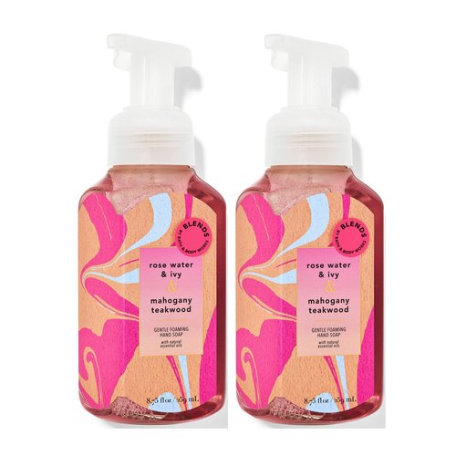 Bath and Body Works Gentle Foaming Hand Soap 8.75 Ounce 2-Pack (Rose Water & Ivy & Mahogany Teakwood)