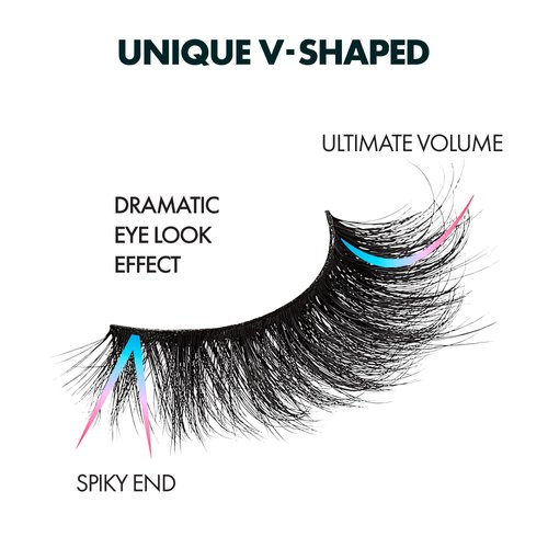 i-ENVY Fales Lashes, V-Shaped Volume Strip Lashes Dramatic Spiky Trendy Extension Soft Reusable Eye Lashes, Cat Eye Fluffy Fake Lashes (01)