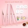 Mirmogo Nail Art Liner Brushes,5pcs Nail Design Brush Set, Nail Dotting Drawing Tool for Long Lines,Thin Details, Fine Drawing, Delicate Coloring, Elongated Lines,Sizes 7/9/11/15/25mm(Pink)