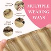 GOO GOO Sew in Hair Extensions Real Human Hair, Weft Hair Extensions Human Hair, 16/22 Light Blonde Highlighted Golden Blonde 18 Inch-100g, Weft Bundles Straight Silky Remy Hair