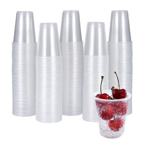 Turbo Bee 300 Pack 5 OZ Clear Plastic Cups，Disposable Mouthwash Cups,5 Ounce Cold Party Drinking Cups-Party Cups Ideal for Whiskey, Drinking Tasting, Food Samples