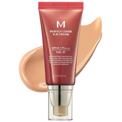 MISSHA M Perfect BB Cream No 31.Golden beige for medium/deep with neutral skin tone SPF 42 PA +++ 1.69 Fl Oz - Tinted Moisturizer for face with SPF