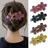 AIUPUOC Flower Hair Clips, Matte French Barrettes, Black Floral Hairpins, Claw Clamps, Non-Slip, Elegant Accessories for Women, Girls, Wedding, Summer Party Decorations, 4Pcs