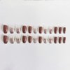 SINHOT Coffin Press on Nails Medium Ballerina Fake Nails Glossy Glue on Nails Brown Gradient Acrylic Nails with Brown Glitter False Nails Designs 24 pcs