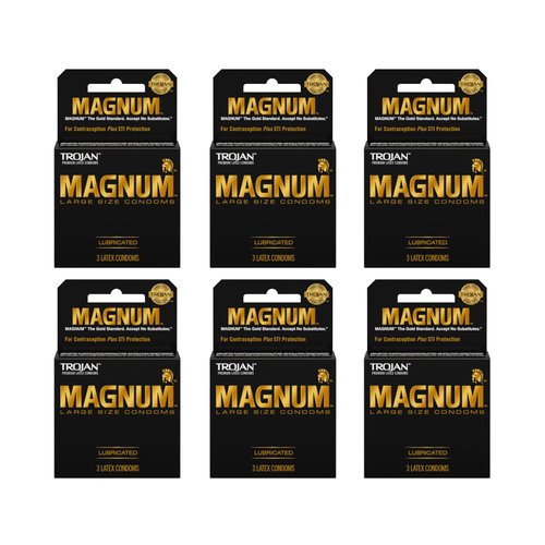 Trojan Magnum Lubricated Latex Condoms-3 ct (Quantity of 6)