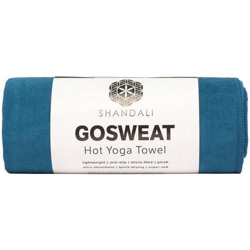 Shandali Hot Yoga GoSweat Microfiber Hand Towel in Super Absorbent Premium Evening Blue Suede for Bikram, Pilates, Gym, and Outdoor Sports. 16 x 26.5 inches.