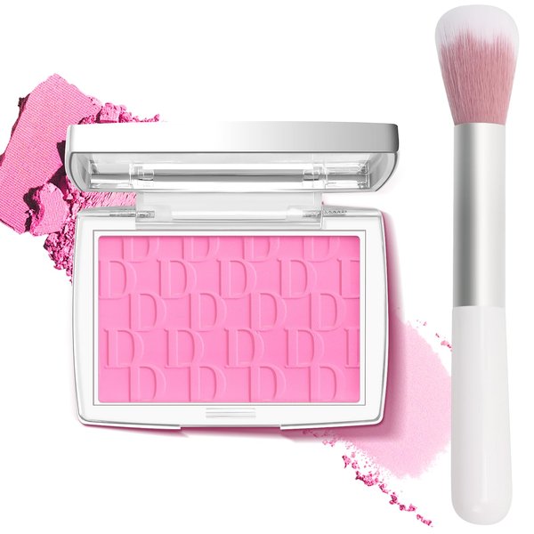 LYBHDAFA Powder Blush for Cheeks with Brush, Matte Pink Blush Palette Korean Blush Powder Face Blusher, Natural Blendable Formula Silky Lightweight Makeup Blush Palette for Cheeks, 001# Pink