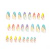 Hkanlre Almond Press on Nails Medium Swirl Fake Nails Acrylic Cute False Nails Full Cover Glossy Nails for Women and Girls 24PCS