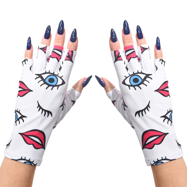 ManiGlovz - The Original UPF 50+ UV Light Protective Nail Gloves | Gel Manicure Gloves and Anti UV Fingerless Gloves for Women | Can be Used as Sun Protection Gloves for Driving | Lipstick and Lashes