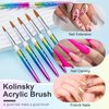 6PCS Acrylic Nail Brush Set, 4/8/10/12/14/16. Kolinsky Nail Art Brushes for Acrylic Application, Sturdy Handle Oval Shaped Acrylic Powder Nail Design Tools for Professional Manicure DIY Home
