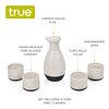 True Fervor 5pcs Ceramic Sake Set, 4 3.5oz Saki Cup Set & 1 8oz Sake Bottle Carafe - Traditional Japanese Tokkuri & Saki Cups Drink Gift Essentials - White