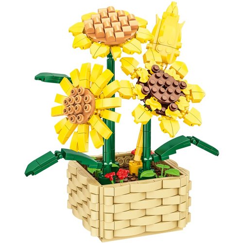 Sunflower Bouquet Building Block Set, 550 Pcs Mini Building Block Bouquet Building Block Set, Flower Building Toys, Creative Building Block Plant Series, Gift for Adults and Kids