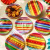 Blushtier 60 Pcs Fiesta Paper Plates, Stripes Fiesta Paper Plates 7 Inch Mexican Dinner Plates Disposable Colorful Floral Party Plates for Cinco De Mayo Dance Piñata Taco Party Supplies