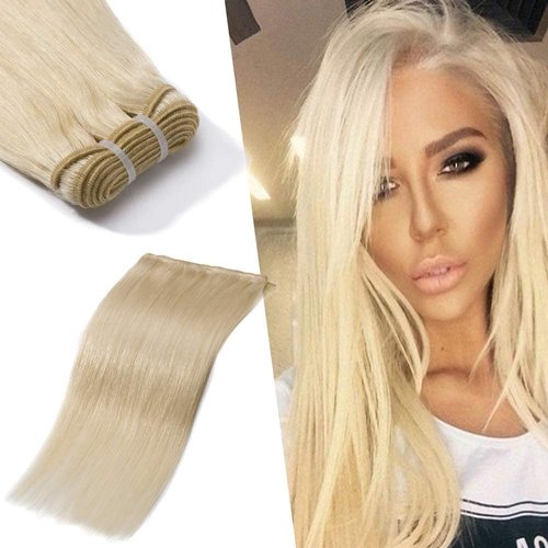 Benehair Human Hair Bundles 20 Inch Straight Bundles Human Hair 1 Bundle Brazilian Hair Bundles Platinum Blonde 100% Unprocessed Virgin Long Remy Weave Hair Extensions #60 100g