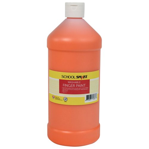 School Smart Washable Finger Paint, Orange, 1 Quart Bottle