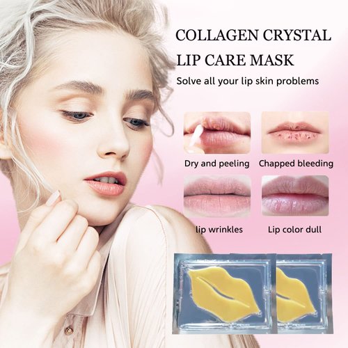 NIYET 30 pieces of Moisturizing Collagen Crystal Lip Mask - Anti-Ageing & Anti Chapped, Reduce lip Wrinkles, Fade Lip Color, Make Skin Smooth And Firm Collagen Lip Pieces (Gold-Lip Mask) …