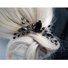 Aimimier Bridal Black Crystal Hair Comb Marquise Back Comb Wedding Headpiece Prom Party Festival Hair Accessories for Women and Girls