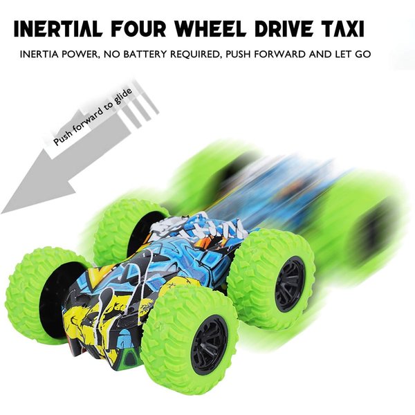 4pcs Doodle Monster Toys Truck Double-Sided Friction Powered Vehicles Flips Shockproof Inertia Cars Push and Go Vehicles for Toddlers Kids Birthday Christmas Party Supplies Gift