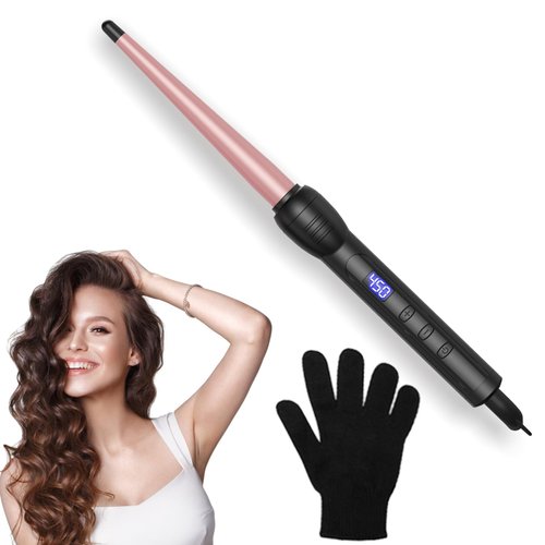 3/4 Inch Wand Curling Iron,110-240V Instant Heating Curling Wand for Long Hair,Hair Curling Wand with Digital Display and Adjustable Temper 210°F-450℉,Wand Curler for All Hair Type