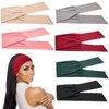 WILLBOND 6 Pieces Adjustable Headbands for Women, Bandana Headband Tie, Knotted African Hairband, Yoga Elastic Non Slip Floral Hairbands for Running Hiking Cycling Workout(Without Patterns)