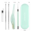 4 Pack Ear Wax Removal Tool Kit with Light, Ear Pick Ear Cleaning Tools Set for Kids and Adults, Ear Picks Digger & Tweezers & Spiral Spring Ear Spoon with Storage Box (Green)
