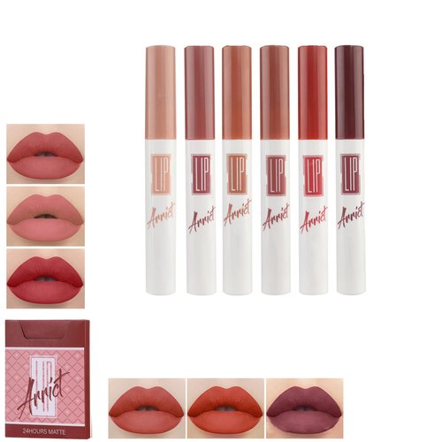 HUDABABY Matte Liquid Lipstick Lip Stain Set, Durable non stick cup waterproof, Long Lasting 24 horas Permanent Lipsticks (6 Colors -B)
