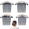 GeoGeoDIY Hair Comb, 4 Pcs Pearls Rhinestones Flower Hair Combs Pins, Vintage Wedding Headpieces Hair Tools, Hair Accessory for Women and Girls, Thick Hair, Black & White, Daily present
