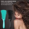 2 Pieces Detangling Brush for Afro America/African Hair Textured 3a to 4c Kinky Wavy/Curly/Coily/Wet/Dry/Oil/Thick/Long Hair, Knots Detangler Easy to Clean (Black, Green)