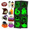 EMOME Halloween Party Favors Tattoo Stickers Luminous, Glows Temporary Tattoos for Kids Birthday Party Decorations Supplies, Halloween Candy Goodie Treat Bag Fillers (100 Pcs)