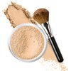 FOUNDATION with FLAWLESS FACE BRUSH Mineral Makeup (WARM Neutral Shade-Most Popular) Matte Natural Loose Powder Bare Skin Cosmetics Full Coverage Long Lasting All Skin Types SPF 18