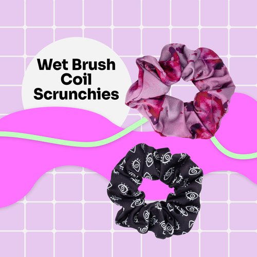Wet Brush Coil Hair Scrunchies for Women & Girls - 2 Count, Purple & Black - Suitable for All Hair Types - Pain-Free Hair Accessories Perfect for Long Lasting Braids, Ponytails and More