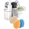 HASKO accessories - Powerful Vacuum Suction Cup Shower Caddy Basket for Shampoo - Combo Organizer Basket with Soap Holder and Hooks - Stainless Steel Holder for Bathroom Storage (Chrome)
