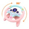 deAO Children's Car Steering Wheel Simulator Car Steering Wheel Key Ring with 360° Rotation, Sound and Light Functions (Pink)