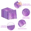 98 Pieces Purple Silver Birthday Party Decorations Purple Birthday Party Tablecloths Touchdown Happy Birthday Party Tableware Sets for Girls Women Silver Glitter Birthday Party Supplies