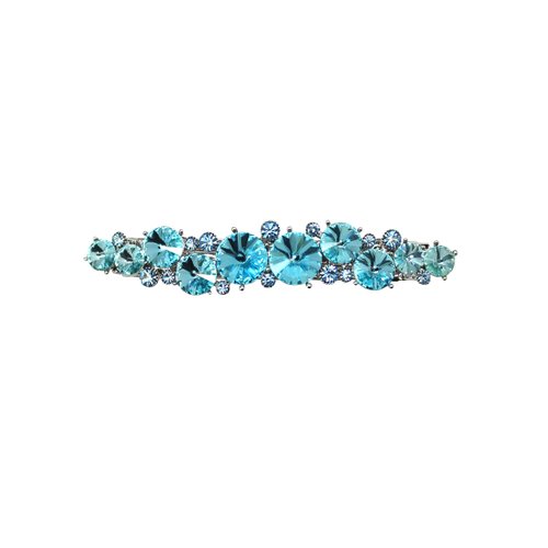 Faship Gorgeous Aqua Swarovski Crystal Floral Small Hair Barrette Clip