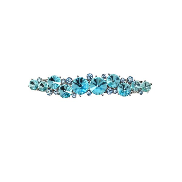 Faship Gorgeous Aqua Swarovski Crystal Floral Small Hair Barrette Clip