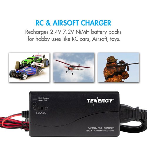 Tenergy Smart Universal Charger for NiMH Battery Pack (2.4V - 7.2V) for RC Cars, RC AIrplanes, Airsoft battery packs (2-6 cells)