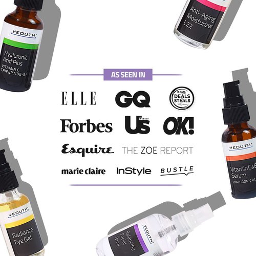 Hyaluronic Acid Serum,Vitamin C Face Serum, Toner, Eye Gel, Face Cream, Facial Skin Care Products for Men & Women 5-Piece Skin Care Kit, Hydrate & Nourish Skincare Essentials Plus by YEOUTH