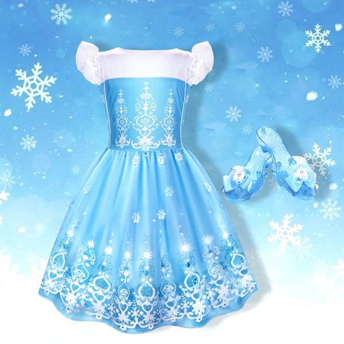 Meland Princess Dress Up for Girls 3-6, Dress Up Clothes for Girls with Princess Shoes Toy, Birthday Gift for Toddlers Girls