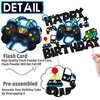 Video Game Happy Birthday Cake Topper Glitter Game Controller Cake Pick Decoration Gamer Birthday Cake Decorations for Video Game Controller Themed Kids Birthday Party Baby Shower Supplies (Black)