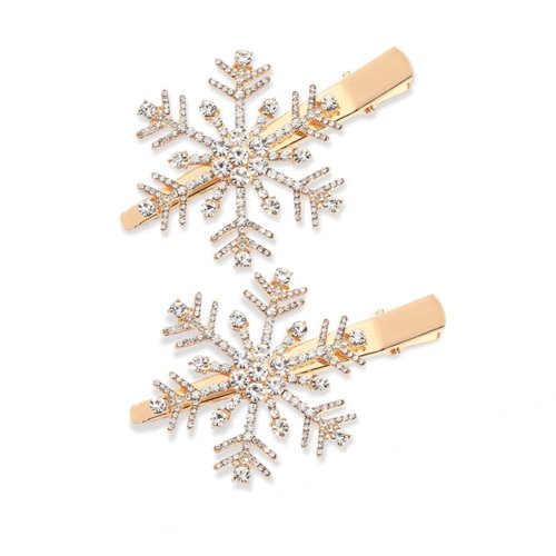 Snowflake Hair Clips for Women Sparkling Rhinestone Gold Silver Snowflake Metal Hair Clip (02, On...