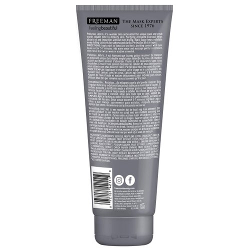 Freeman Feeling Beautiful Charcoal & Black Sugar Gel Mask and Scrub, 6-Ounce, 2 Count