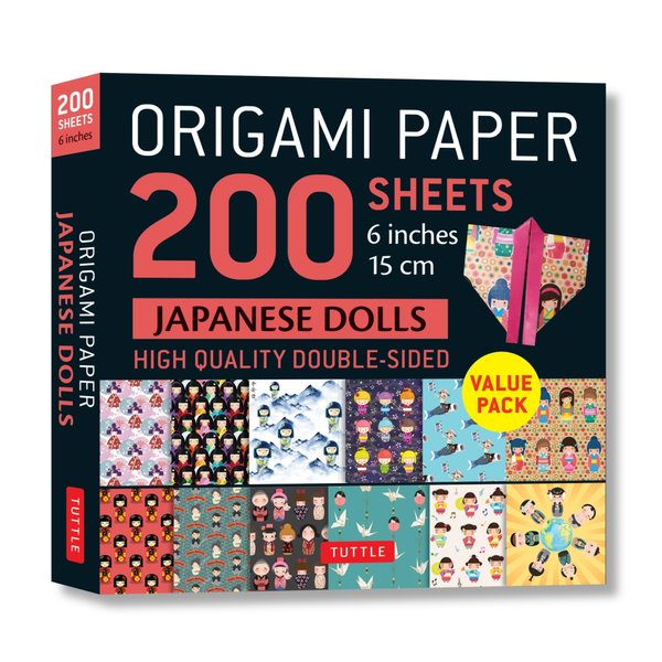 Origami Paper 200 sheets Japanese Dolls 6" (15 cm): Tuttle Origami Paper: Double Sided Origami Sheets Printed with 12 Different Designs (Instructions for 6 Projects Included) (Tuttle Specials)