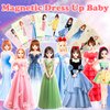 Magnetic Dress Up Dolls, Magnetic Doll Dress Up Kits Magnetic Paper Dolls Pretend Play Set for Girls Ages 4 Years and Up Kids Travel Activities Road Trip Car Ride Interactive Learning Imagine (D Set)