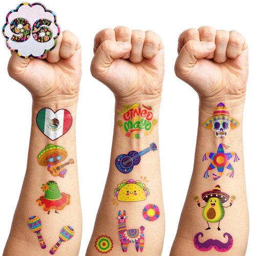 Generic Cinco De Mayo Temporary Tattoos Fiesta Tattoos for Kids Cinco De Mayo Party Decorations Taco Mexican Tattoos Stickers for Fiesta Party Supplies Favors, Red