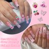 3D Silver Butterfly Cherry Planet Nail Rhinestones Gems Charms Mix Pink Variety Pearls Nail Charms Assorted Bow Butterfly Heart Bear Star Nail Charms for Nail Art DIY Manicure Jewel Accessories