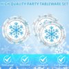 KHAIVI 40PCS Blue Snowflake Party Supplies Winter Wonderland Birthday Party Supplies Tableware Set Including Blue and Silver Snowflake Plates Napkins for Christmas Holiday Winter Parties