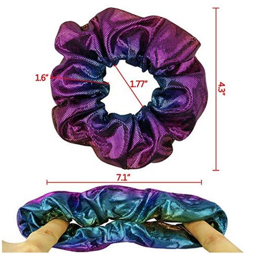 ACCGLORY Shiny Scrunchies Metallic Hair Bands Elastic Hair Ties Set Glitter Ponytail Holder Soft Scrunchy for Women(Hair Scrunchies Set)