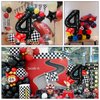 Race Car Birthday Party Balloons,40 Inch Big Mylar Foil Racetrack Number Balloon 4 Black for Boys 4th Birthday Party Decorations,Race Car Theme Party Decorations Supplies 9 Pcs Set