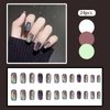Black Press On Nails Short Glossy Cat Eye Fake Nails Stick On Nails Opaque Color Glitter Acrylic Fake Nails Gel Polished Glue on Nails for Women Girls 24Pcs